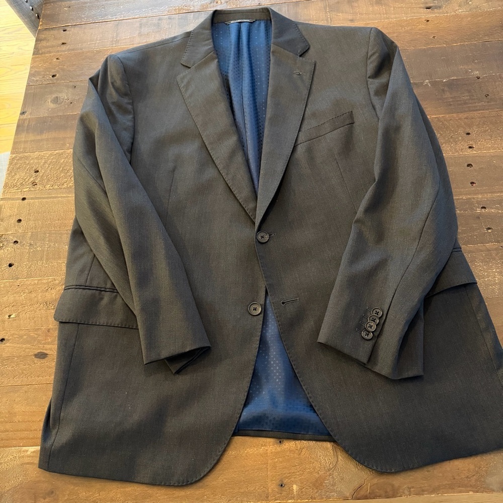 Jack Victor Classic Loro Piana Fabric Wool Charcoal Suit 48S, 40x29” FF pant